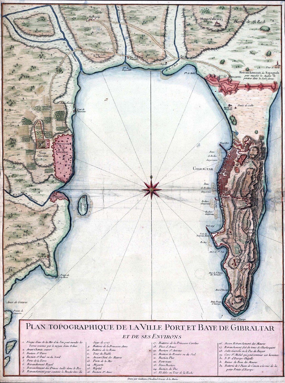 Historic Map of Gibraltar and Bay, 1750